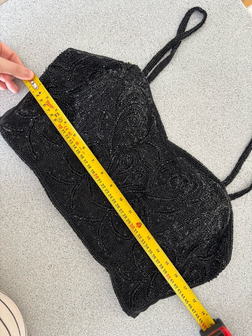 Heavy Beaded Smocked Crop Top Luxe Statement Bustier Festival Evening Event XL - Picture 15 of 16